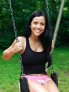 Luscious Babe Sits Swing