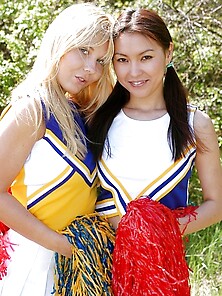 Cute Teenie Cheerleaders Toying