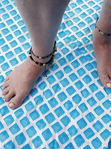 Girlfriends Feet In The Pool