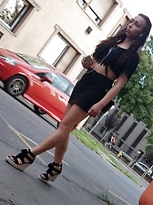 Hungarian Street Candid X Teen Hooker Waiting Bus Go