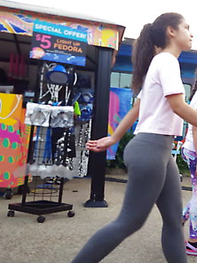 Candid Voyeur Incredible Asses In Leggings Teen Latina Booty