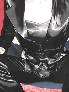 Dark-Hued Satin Suit (Pants,  Harness,  Jacket)