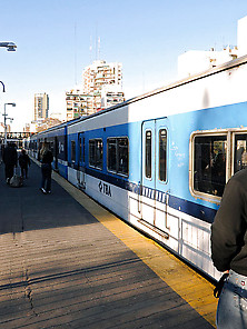 Blonde Shemale Gives Blowjob In Train