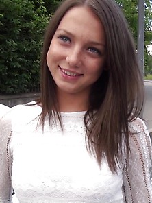 This brunette cutie hooks up with a man in POV.