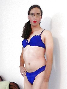 Lorena Crossdresser In Blue Lingerie