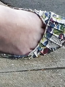 Wife Wearing Her Flower Ballet Flats