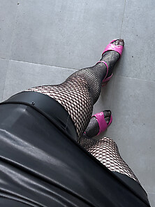 Spicy hot blonde tranny masturbates cock