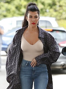 Kourtney Goes Braless In See Through Tank-Top