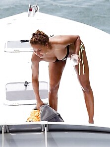 Curvy Mel B Sunbathing On A Speedboat
