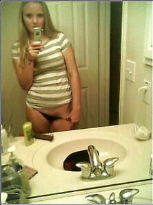 Hot Blond In Mirror