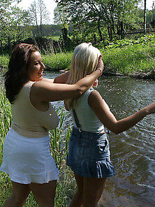 Aneta With Ines On Grass