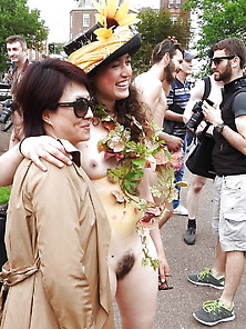 World Naked Bike Ride 2016 (Cute Brunette)