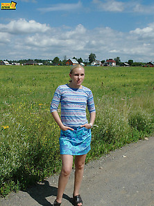 Outdoor Pissing On A Village Road