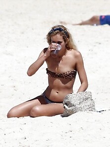 Alice Dellal Nipslip While Sunbathing