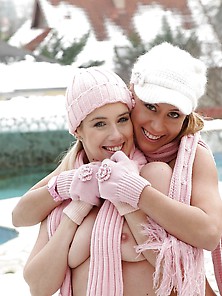 These Two Sexy Babes Are Ready To Get Dirty Out In The Cold Snow