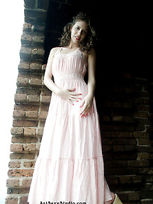 Hot Brunette Pink Gown